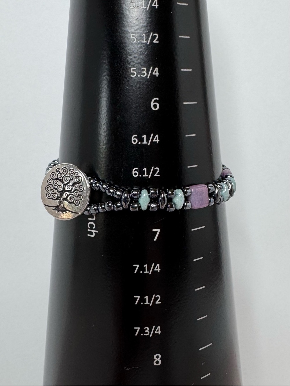 Hand Made CzechMate & SuperDuo Hematite Beaded Wrap Bracelet Lavender 6.75” NWT - Picture 9 of 11